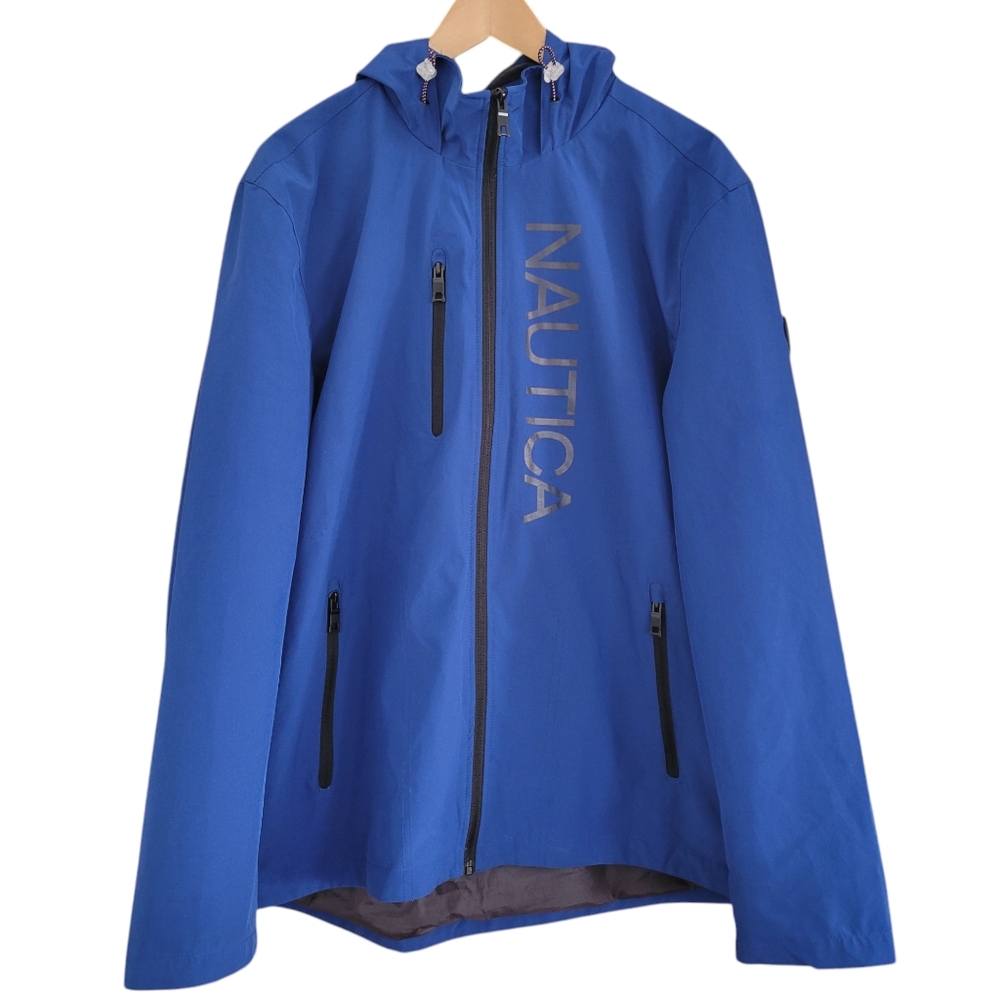 NAUTICA Lightweight Jacket Mens Large Blue Water Wind Resistant Stretch Fit